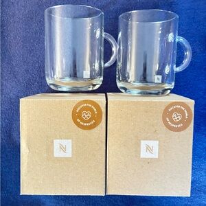 NIB 12 oz. Nespresso Vertuo glass mugs w/2 free pods